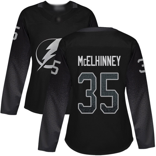 Adidas Tampa Bay Lightning #35 Curtis McElhinney Black Alternate Authentic Women Stitched NHL Jersey->women nhl jersey->Women Jersey